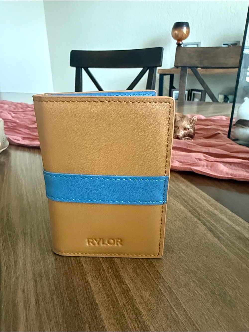 Rylor Tan and Blue 6 Card Holder